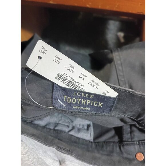 J Crew Toothpick Denim Women's 28 Black Moto Jeans Ankle Zip 30x28.5 - Picture 8 of 8